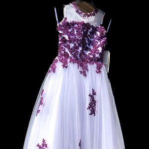 New with Tag Pageant Flower Girl Child Ball Gown Party Dress with Tiara